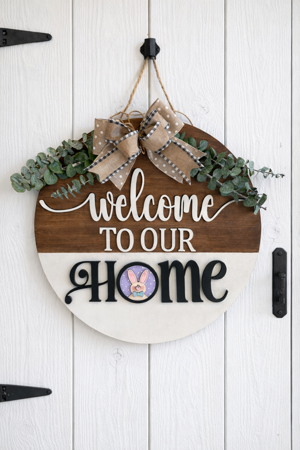 Interchangeable Welcome to Our Home Round Door Sign