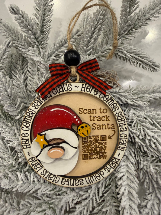 "Here Comes Santa Claus" QR Tracker Ornament