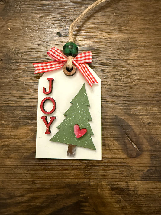 JOY Christmas Tree Ornament - Handmade Holiday Tag Decor