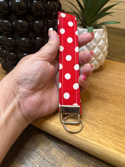 Red Polka Dot Keychain Wristlet