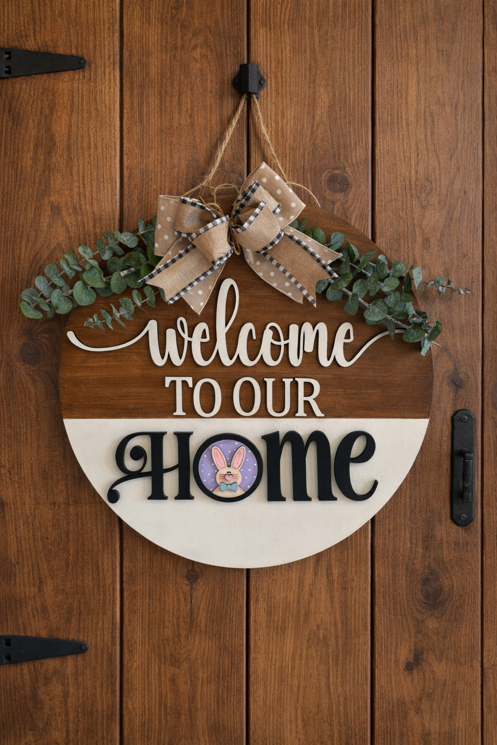 Interchangeable Welcome to Our Home Round Door Sign