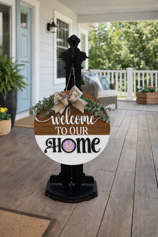 Interchangeable Welcome to Our Home Round Door Sign