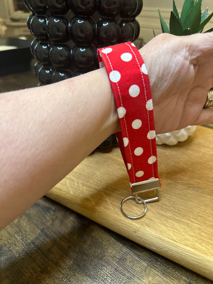 Red Polka Dot Keychain Wristlet