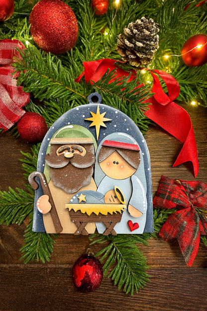 Handcrafted Wooden Nativity Ornament – Rustic Christmas Decor