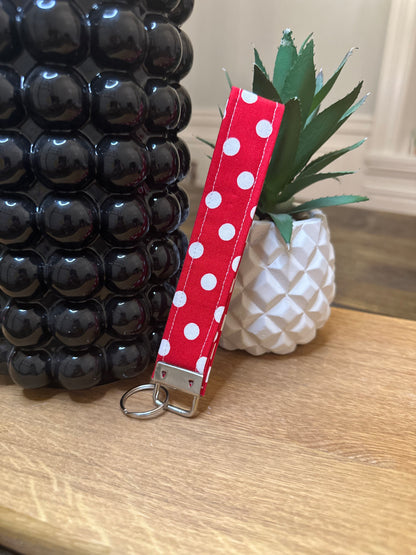 Red Polka Dot Keychain Wristlet