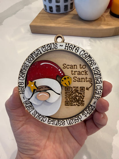 "Here Comes Santa Claus" QR Tracker Ornament