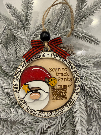 "Here Comes Santa Claus" QR Tracker Ornament