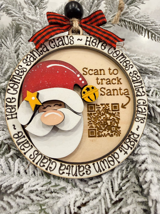 "Here Comes Santa Claus" QR Tracker Ornament
