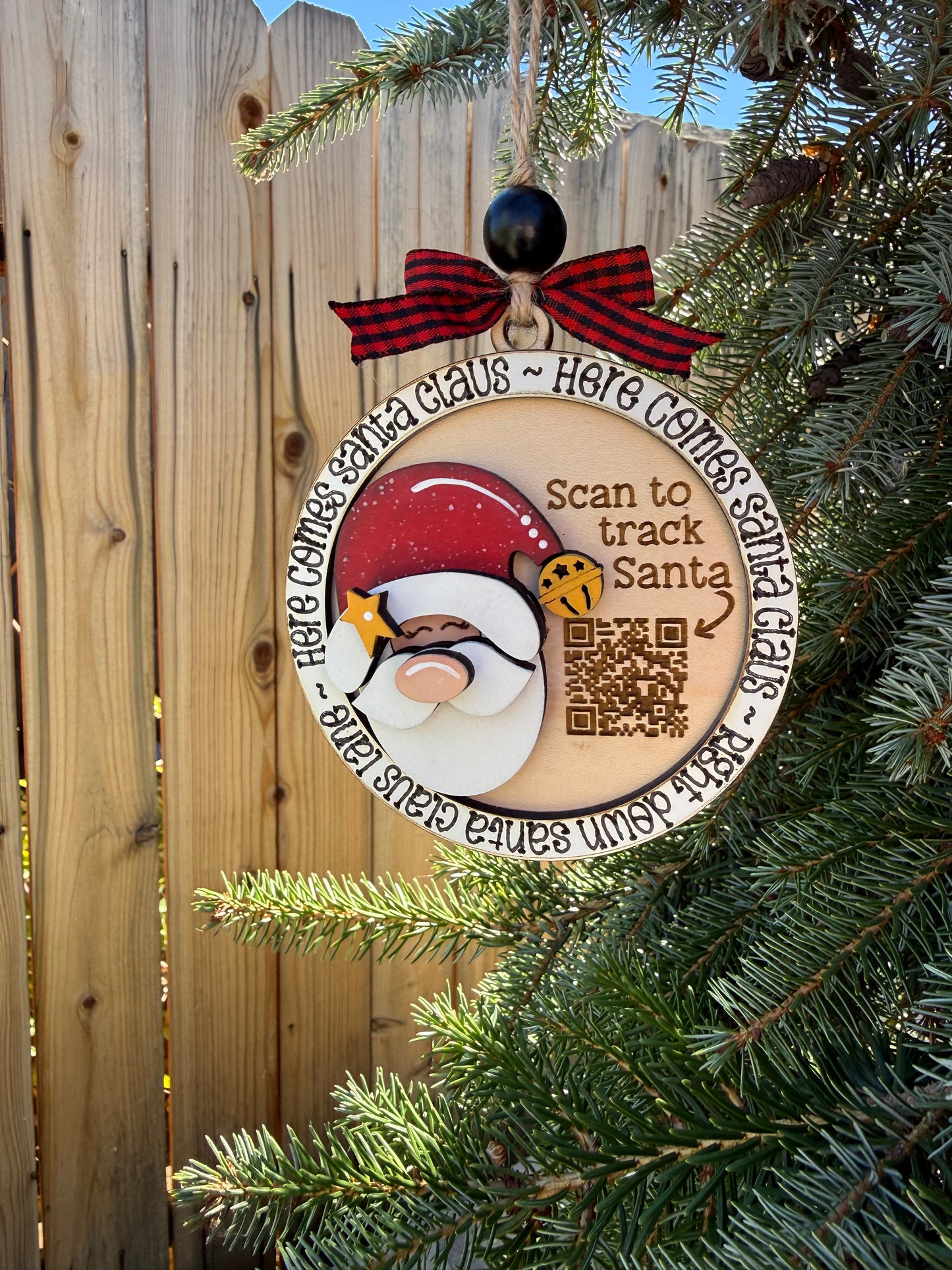 "Here Comes Santa Claus" QR Tracker Ornament