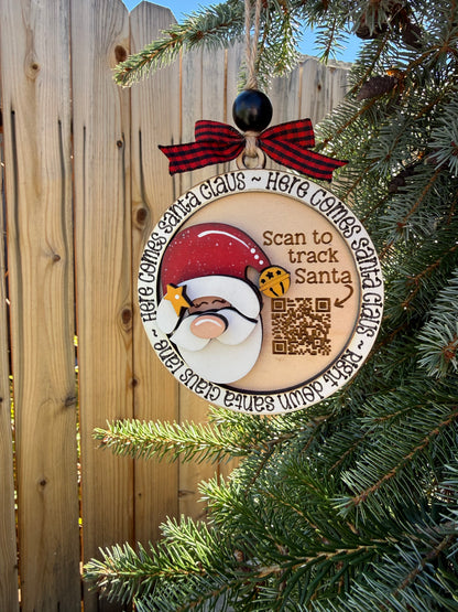 "Here Comes Santa Claus" QR Tracker Ornament