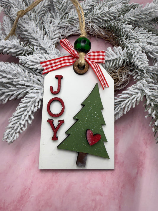 JOY Christmas Tree Ornament - Handmade Holiday Tag Decor