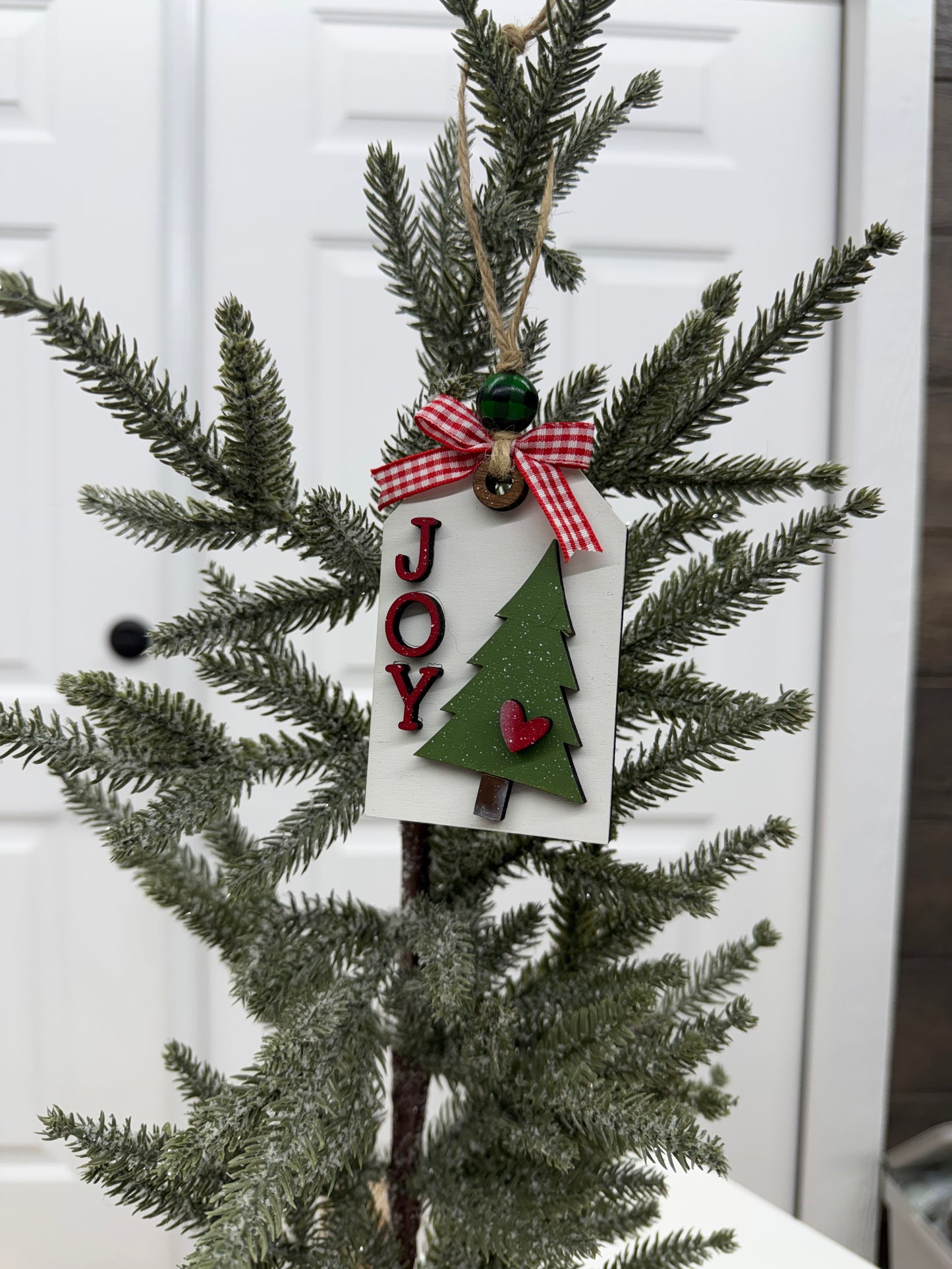 JOY Christmas Tree Ornament - Handmade Holiday Tag Decor