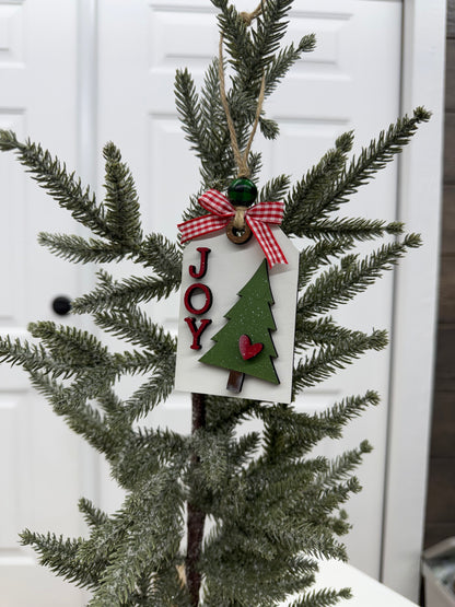 JOY Christmas Tree Ornament - Handmade Holiday Tag Decor