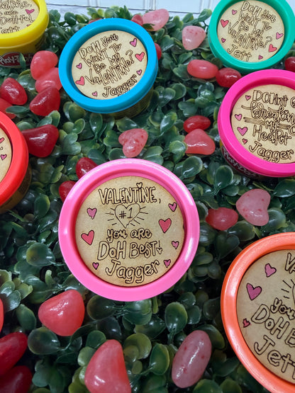 Personalized Valentine Play Dough Circle Toppers - Adhesive Back