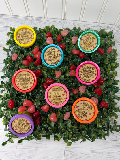 Personalized Valentine Play Dough Circle Toppers - Adhesive Back