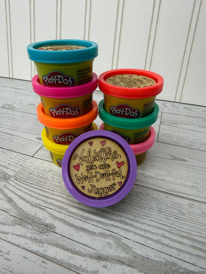 Personalized Valentine Play Dough Circle Toppers - Adhesive Back
