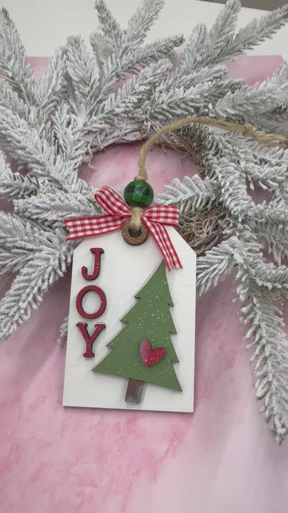 JOY Christmas Tree Ornament - Handmade Holiday Tag Decor
