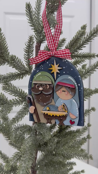 Handcrafted Wooden Nativity Ornament – Rustic Christmas Decor