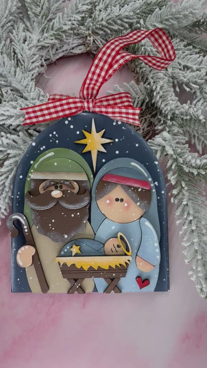 Handcrafted Wooden Nativity Ornament – Rustic Christmas Decor